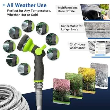 Bluebala 100FT Metal Garden Hose - No Kink, Durable Design