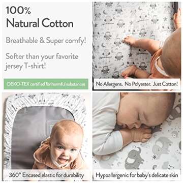 Soft Jersey Cotton Bassinet Sheets - 2 Pack for Dream on Me