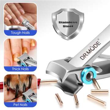 Nail Clippers for Men Thick Nails -DRMODE Heavy Duty Large Toenail Clippers for Thick Nails with Wid...