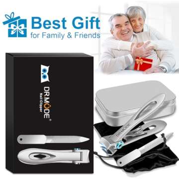 Nail Clippers for Men Thick Nails -DRMODE Heavy Duty Large Toenail Clippers for Thick Nails with Wide Jaw Opening, Ultra Sharp Stainless Steel Finger Nail Clippers Cutter for Tough Nails Seniors Adult