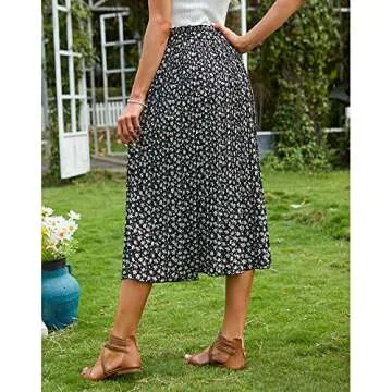 Chic EXLURA Polka Dot Pleated Midi Swing Skirt
