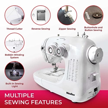 Mueller Ultra Stitch Sewing Machine 110 Stitch Apps LED Light