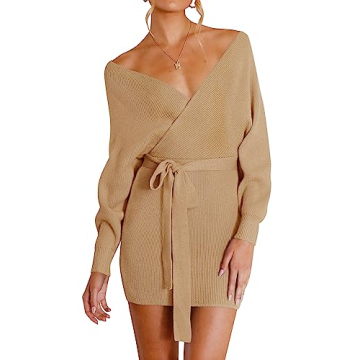 Stylish ZESICA Women's V Neck Knitted Dress for All Occasions