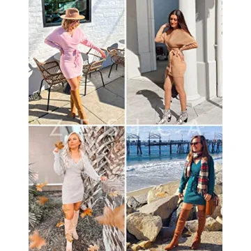 Stylish ZESICA Women's V Neck Knitted Dress for All Occasions