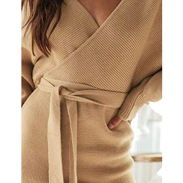 Stylish ZESICA Women's V Neck Knitted Dress for All Occasions