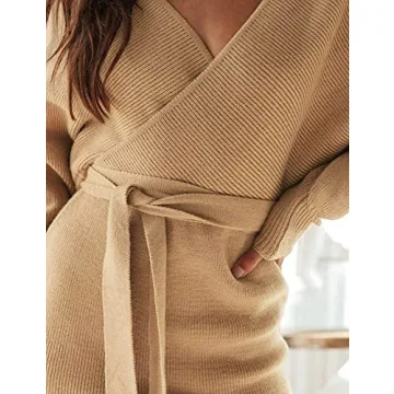 Stylish ZESICA Women's V Neck Knitted Dress for All Occasions