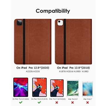 DTTO Case for New iPad Pro 12.9 Inch 4th Generation 2020/2018, Premium PU Leather Folio Stand Cover ...