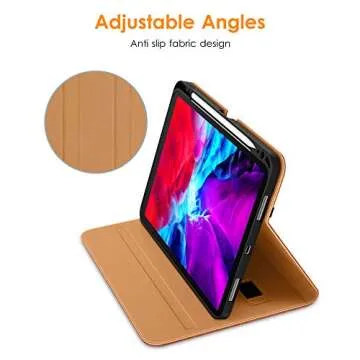 DTTO Case for New iPad Pro 12.9 Inch 4th Generation 2020/2018, Premium PU Leather Folio Stand Cover [Apple Pencil Pair and Charge Supported] - Auto Wake/Sleep and Multiple Viewing Angles, Brown