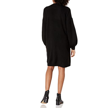 Aiko Puff Sleeve Mini Sweater Dress Black Comfort & Style