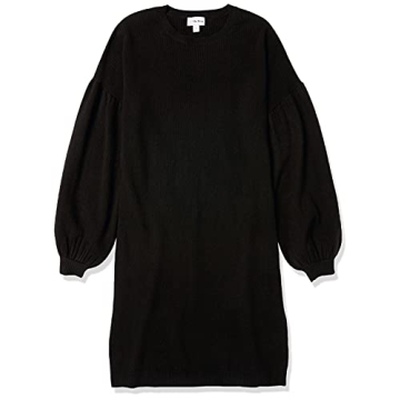 Aiko Puff Sleeve Mini Sweater Dress Black Comfort & Style