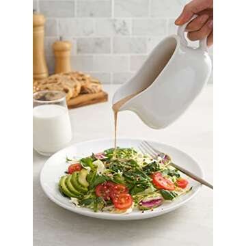 LE TAUCI 17oz Gravy Boat with Saucer Stand for Sauces, Dressings, and More