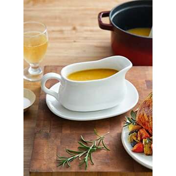Elegant 17oz Gravy Boat with Saucer for All Occasions