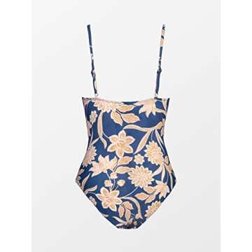 CUPSHE Women One Piece Swimsuit Bathing Suits Paisley Print Deep V Neck Tummy Control Low Back Adjustable Straps