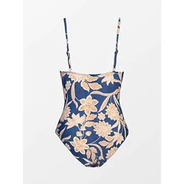 CUPSHE Women One Piece Swimsuit Bathing Suits Paisley Print Deep V Neck Tummy Control Low Back Adjustable Straps