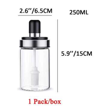 Glass Oil Dispenser with Basting Brush, Olive Oil Bottle with Oil Brush for BBQ Pastry Grill Baking Kitchen Cooking, Heatproof, Dishwasher Safe, EASY Clean Food Grade BPA Free 8.5OZ 250 ML