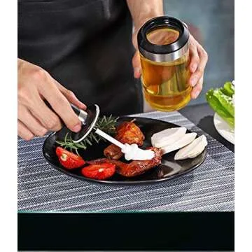 Glass Oil Dispenser with Basting Brush, Olive Oil Bottle with Oil Brush for BBQ Pastry Grill Baking Kitchen Cooking, Heatproof, Dishwasher Safe, EASY Clean Food Grade BPA Free 8.5OZ 250 ML