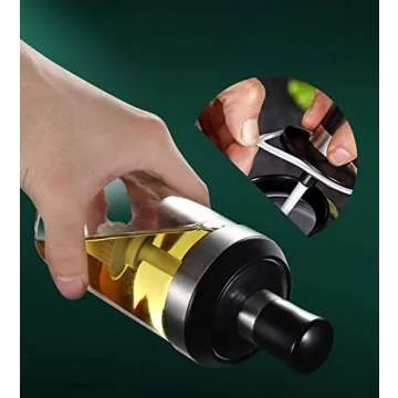 Glass Oil Dispenser with Basting Brush, Olive Oil Bottle with Oil Brush for BBQ Pastry Grill Baking Kitchen Cooking, Heatproof, Dishwasher Safe, EASY Clean Food Grade BPA Free 8.5OZ 250 ML