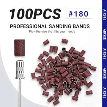 AIRSEE Nail Drill Sanding Bands 100 Piece Set 180 Grit