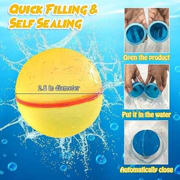Reusable Water Balloons for Kids - 16 Pack - Refillable Water Balloons Quick Fill - Magnetic Water B...