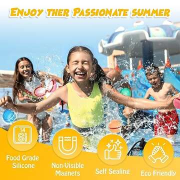 Reusable Water Balloons for Kids - 16 Pack - Refillable Water Balloons Quick Fill - Magnetic Water Balloons Reusable Perfect for Summer Water Games, Water Play, Outdoor Activities & Fun