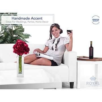 Royal Imports Flower Mirror Glass Vase - 13.5" Tall Rectangle - Decorative Modern Floral Centerpiece Accent for Home Decor Living Room Bathroom, Kitchen, Fireplace, Shelf, Table, Entryway, Wedding