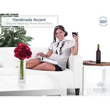 Royal Imports Flower Mirror Glass Vase - 13.5" Tall Rectangle - Decorative Modern Floral Centerpiece Accent for Home Decor Living Room Bathroom, Kitchen, Fireplace, Shelf, Table, Entryway, Wedding