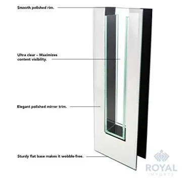 Royal Imports Flower Mirror Glass Vase - 13.5" Tall Rectangle - Decorative Modern Floral Centerpiece Accent for Home Decor Living Room Bathroom, Kitchen, Fireplace, Shelf, Table, Entryway, Wedding