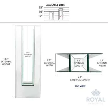 Royal Imports Flower Mirror Glass Vase - 13.5" Tall Rectangle - Decorative Modern Floral Centerpiece Accent for Home Decor Living Room Bathroom, Kitchen, Fireplace, Shelf, Table, Entryway, Wedding