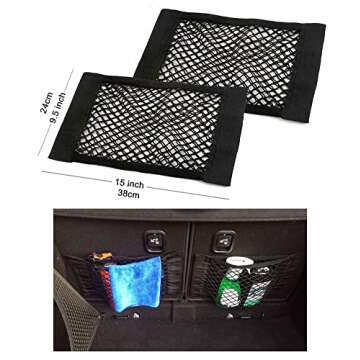 Universal Mesh Cargo Net Organizer for Car Trunk Storage (15" x 9.5" - 2 Packs)