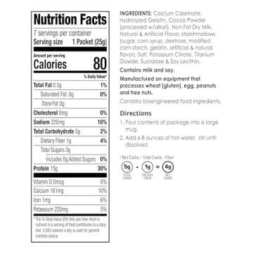 BariWise Protein Hot Chocolate with Marshmallows, Hot Cocoa, Low Sugar, Low Carb, Keto Friendly & Gluten Free (7ct)