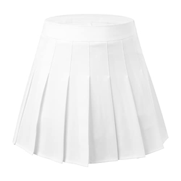 Hoerev Women's High Waist Pleated Tennis Skirt, White