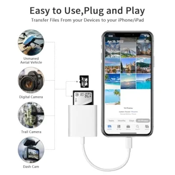 Dual Slot SD Card Reader for iPhone iPad Plug Play