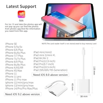 Dual Slot SD Card Reader for iPhone iPad Plug Play