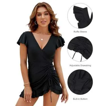 Blooming Jelly Women's Tummy Control Swimsuits One Piece Bathing Suit Plus Size Tie Side Swim Dress ...