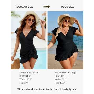 Blooming Jelly Women's Tummy Control Swim Dress Plus Size