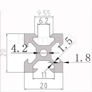 Iverntech 4PCS 500mm 2020 V Slot Aluminum Extrusion 19.68 inches Black Aluminum Profile European Sta...