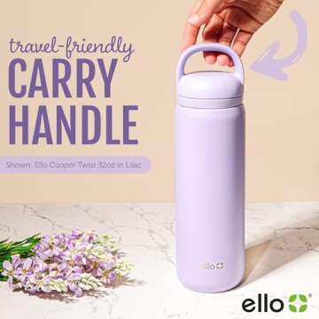Ello Cooper Twist 40oz Stainless Steel Water Bottle with Chug Lid | Leak Proof | Double Walled and Vacuum Insulated | Built in Carry Loop | Dishwasher Safe | Bubblegum Pink