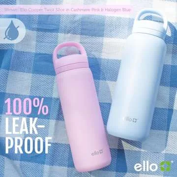 Ello Cooper Twist 40oz Stainless Steel Water Bottle with Chug Lid | Leak Proof | Double Walled and Vacuum Insulated | Built in Carry Loop | Dishwasher Safe | Bubblegum Pink