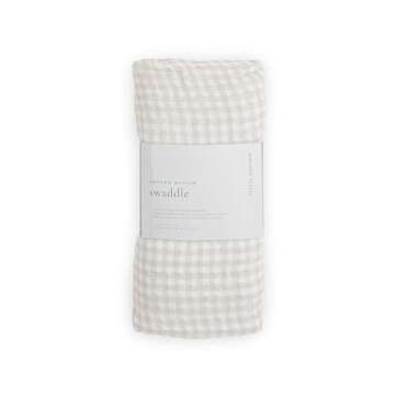 Little Unicorn Premium Cotton Swaddle Baby Blanket | Breathable Fabric | for swaddling, Play, Nursing & More (Tan Gingham)