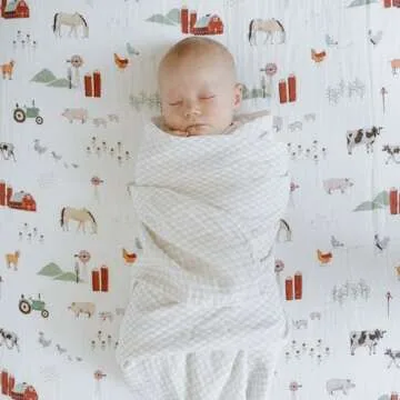 Little Unicorn Premium Cotton Swaddle Baby Blanket | Breathable Fabric | for swaddling, Play, Nursing & More (Tan Gingham)
