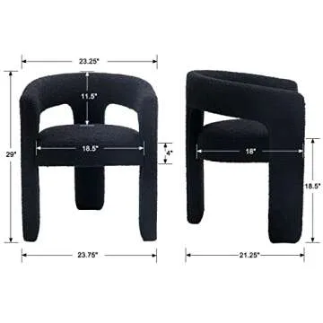 QUINJAY Black Dining Chairs Set of 6, Upholstered Sherpa Barrel Chairs with Arms Comfy Accent Side Chairs for Living Room/Dining Room/Reception, Black