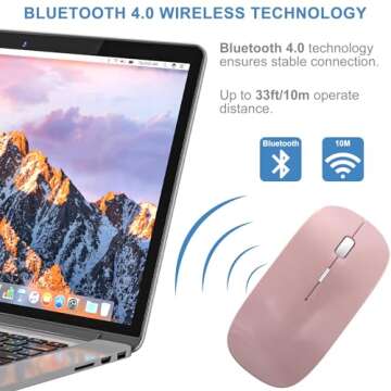 Bluetooth Wireless Mouse for MacBook Air Mac Pro Laptop Computer iPad Pad PC Laser Optical Rechargea...