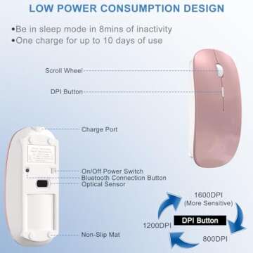 Bluetooth Wireless Mouse for MacBook and PC Users