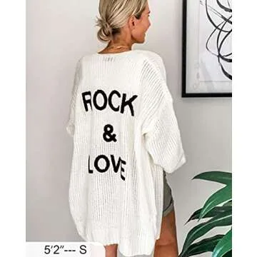 PRETTYGARDEN Womens Cardigan for Women Dressy，Chunky Knit Sweater Open Front Oversized Long Cardigan Outwear Coat (White, Small)