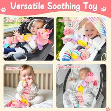 Baby Sensory Toys 0-6 Months Music Stuffed Animal Plush Dog Toy for Infant 0-3-6 Month Tummy Time Texture Soft Toys with Crinkle Rattle for 6-12 Month Newborn Birthday Gift for 2 3 4 5 Month Old Girls