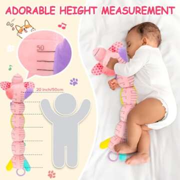 Baby Sensory Toys 0-6 Months Music Stuffed Animal Plush Dog Toy for Infant 0-3-6 Month Tummy Time Texture Soft Toys with Crinkle Rattle for 6-12 Month Newborn Birthday Gift for 2 3 4 5 Month Old Girls