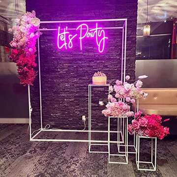 LED Neon Sign Night Light for Wall Party Décor Bedroom Room Bar Wedding Home Birthday Art Decoration Christmas with USB Chain Light modulator 5v (lets party blue)