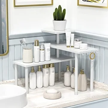 JayRex 3 Tier Bathroom Countertop Organizer - Adjustable Shelf