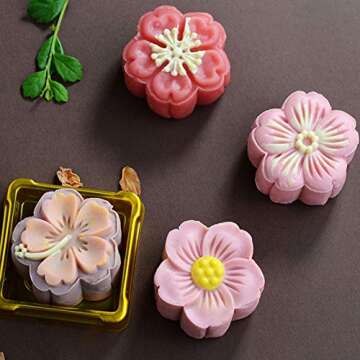 Ylskmu 4pcs Moon Cake Mold Set for Creative Baking