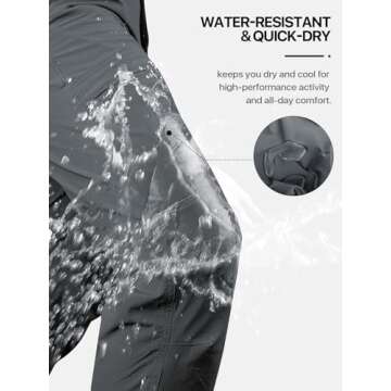 FREE SOLDIER Men's Outdoor Cargo Hiking Pants with Belt Lightweight Waterproof Quick Dry Tactical Pants Nylon Spandex (Dark Gray 32W/30L)